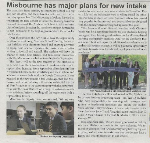 Misbournes major plans for new intake