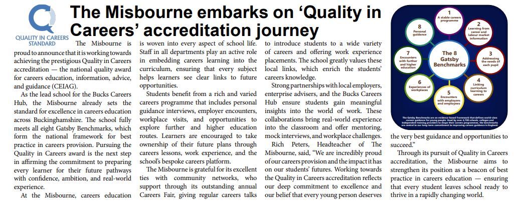 Misbourne embarks on careers accreditation journey